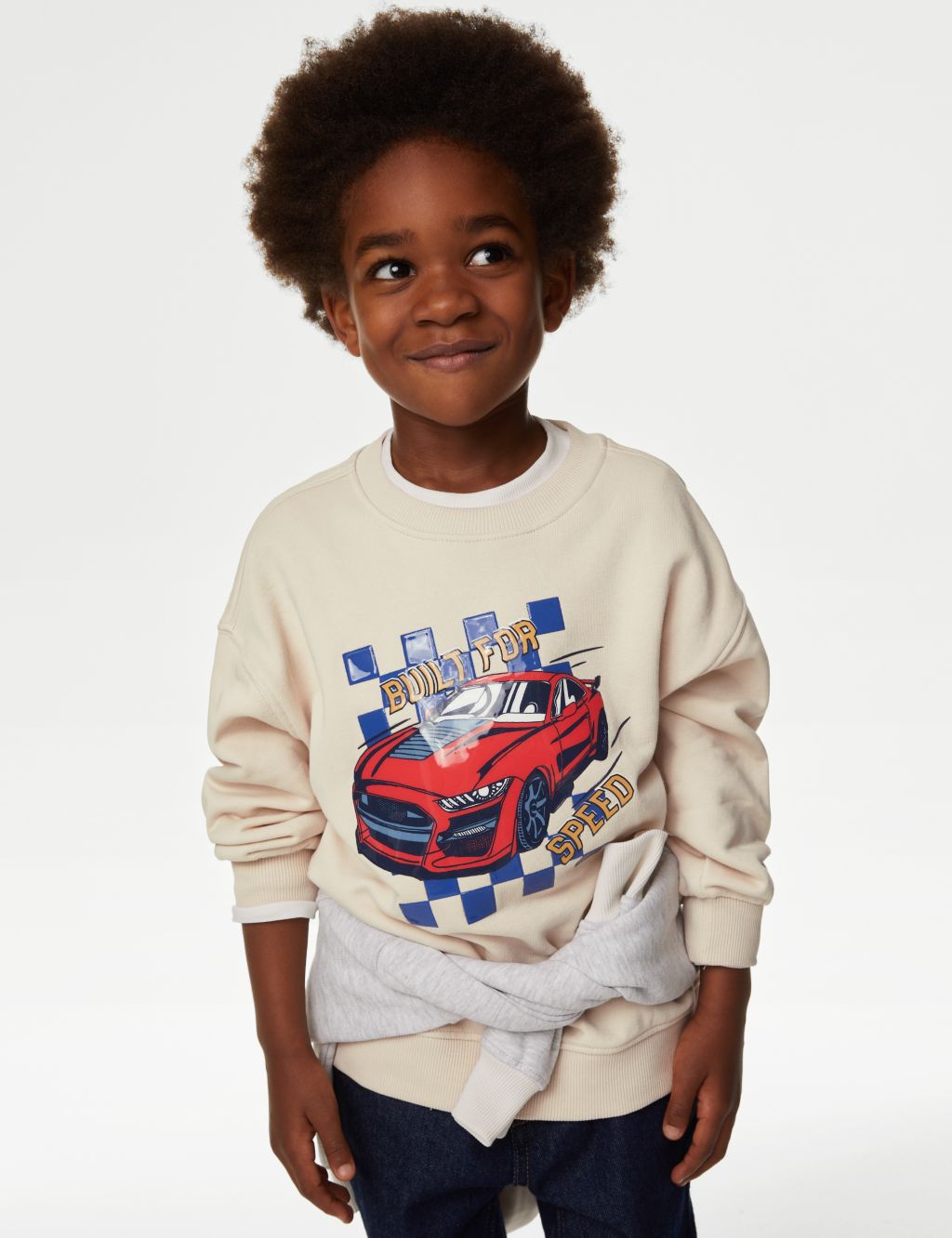 Cotton Rich Car Graphic Sweatshirt (2-8 Yrs)