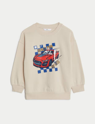 Cotton Rich Car Graphic Sweatshirt (2-8 Yrs)