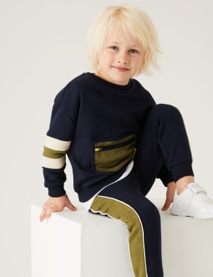 

M&S Collection Sweatshirt mit hohem Baumwollanteil und Reißverschlusstasche (2-7 J.) - Navy, Navy