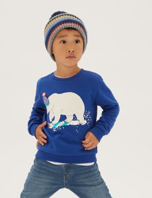 

Boys M&S Collection Cotton Rich Reversible Sequin Polar Bear Sweatshirt (2-7 Yrs) - Dark Blue, Dark Blue