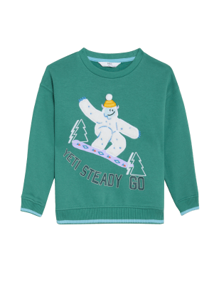 

Boys M&S Collection Cotton Rich Yeti Slogan Sweatshirt (2-7 Yrs) - Jade, Jade