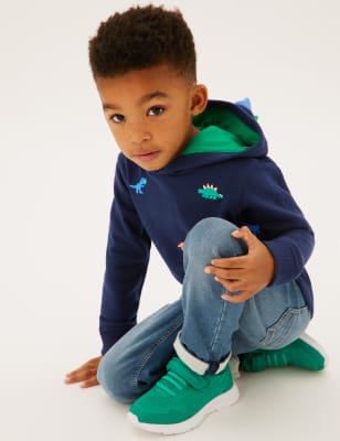 

M&S Collection Hoodie mit hohem Baumwollanteil und aufgesticktem Dinosauriermuster (2-7 J.) - Navy, Navy