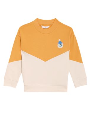Boys M&S Collection Cotton Rich Colour Block Sweatshirt (2 - 7 Yrs) - Yellow Mix