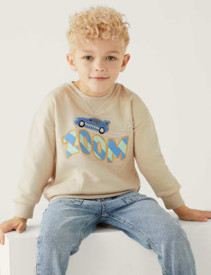 

Boys M&S Collection Cotton Rich Car Sweatshirt (2-8 Yrs) - Calico, Calico