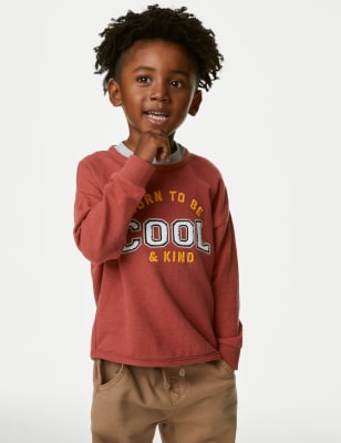 

Boys M&S Collection Pure Cotton Slogan Sweatshirt (2-8 Yrs) - Red, Red