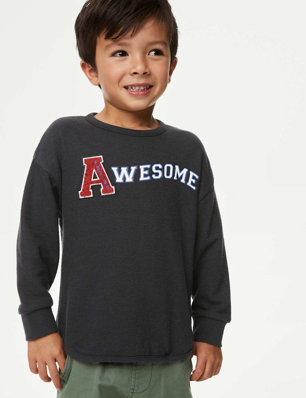 Pure Cotton Awesome Slogan Sweatshirt (2-8 Yrs) image 3