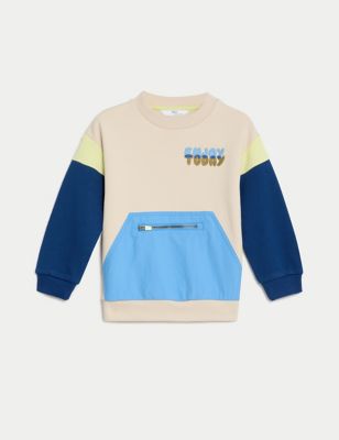 Cotton Rich Colour Block Sweatshirt (2–8 Yrs)