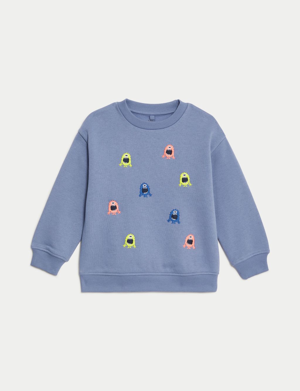 Cotton Rich Monster Embroidered Sweatshirt (2-8 Yrs)