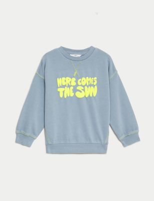 

Boys M&S Collection Cotton Rich Sun Slogan Sweatshirt (2-8 Yrs) - Blue, Blue