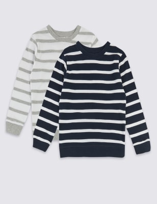 Lot de 2&nbsp;sweats 100&nbsp;% coton &agrave; rayures (du 3&nbsp;mois au 7&nbsp;ans)