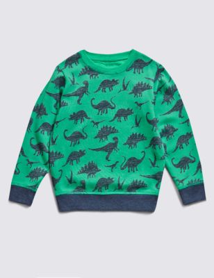 Pure Cotton Dinosaur Print Sweatshirt (1-7 Years) | M&S