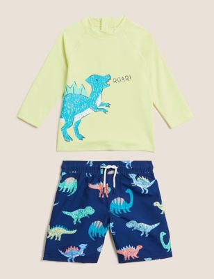 2pc Dinosaur Rash Vest & Swim Shorts (2-7 Yrs) - AT