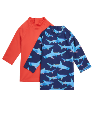 

M&S Collection 2er-Pack Badeshirts mit Haifischmuster (2-7 J.) - Multi, Multi