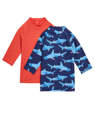 

Boys M&S Collection 2pk Shark Rash Vests (2-7 Yrs) - Multi, Multi