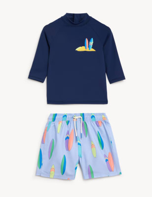

Boys,Unisex,Girls M&S Collection 2pc Surfboard Swim Set (2-8 Yrs) - Blue Mix, Blue Mix