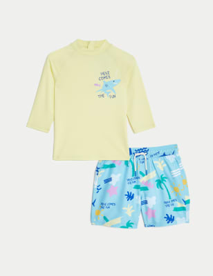 2pc Beach Print Swim Set (2-8 Yrs)