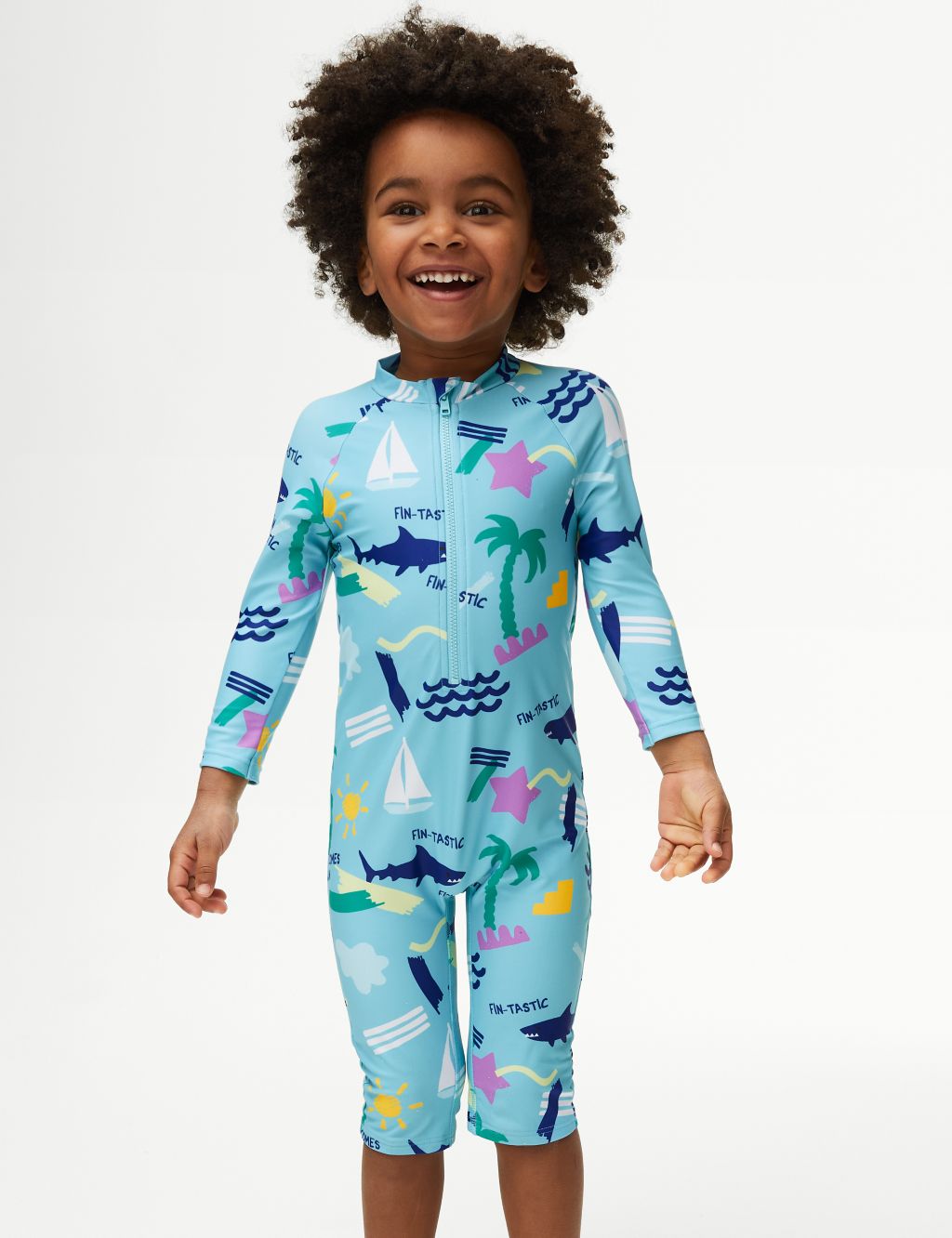 Beach Graphic All In One Swimsuit (2-8 Yrs) image 1