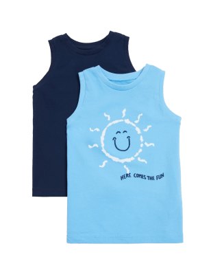 

Boys M&S Collection 2pk Pure Cotton Sunshine Print Vests (2-7 Yrs) - Multi, Multi