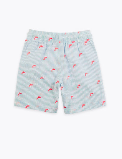Dolphin Embroidered Striped Swim Shorts (2-7 Yrs)