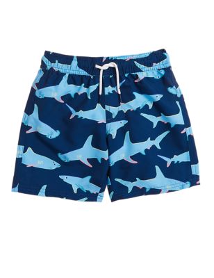 Boys M&S Collection Shark Print Swim Shorts (2-7 Yrs) - Indigo Mix