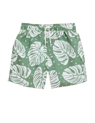 

Boys M&S Collection Palm Print Swim Shorts (2-7 Yrs) - Green Mix, Green Mix