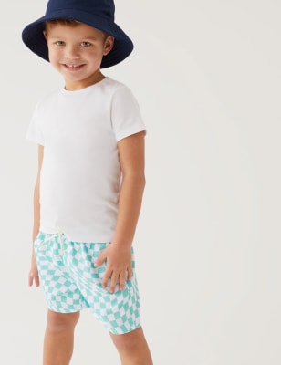 

Boys M&S Collection Checked Swim Shorts (2-8 Yrs) - Bright Aqua, Bright Aqua