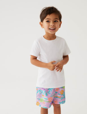 

M&S Collection Badeshorts mit Tropenmuster (2-8 J.) - Purple Mix, Purple Mix