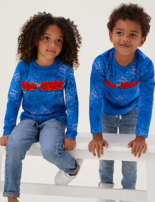 

Boys,Unisex,Girls M&S Collection Pure Cotton Tom and Jerry™ Top (2-7 Yrs) - Blue Mix, Blue Mix