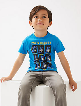 חולצת טי מכותנה טהורה עם עיטור Batman™‎ (7-2 שנים)