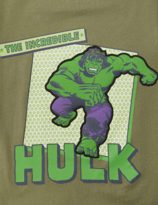 

M&S Collection T-Shirt aus reiner Baumwolle mit Hulk™-Motiv (2-7 J.) - Khaki, Khaki