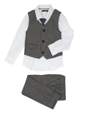 4 Piece Waistcoat, Shirt, Tie & Supercrease™ Trousers Outfit (1-10 ...