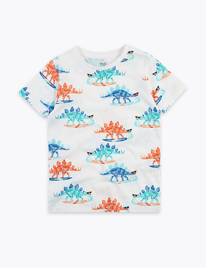 Cotton Dinosaur Print T-Shirt (2-7 Yrs)