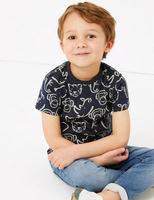Βαμβακερό T-Shirt με print με ζωάκια (2-7 ετών) - GR