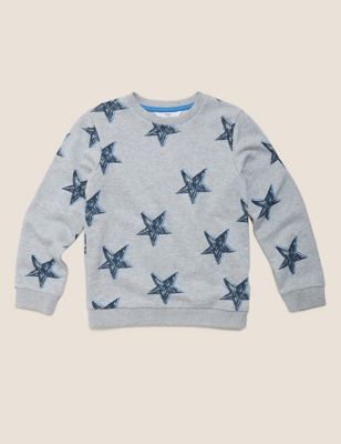 Cotton Star Print Sweatshirt (2-7 Yrs) 