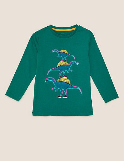 Pure Cotton Stacked Dinosaur Top (2-7 Yrs)