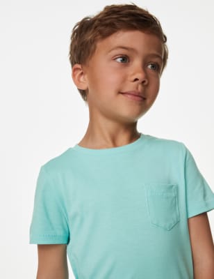 

M&S Collection Camiseta 100% algodón lisa (2-7 años) - Bright Aqua, Bright Aqua