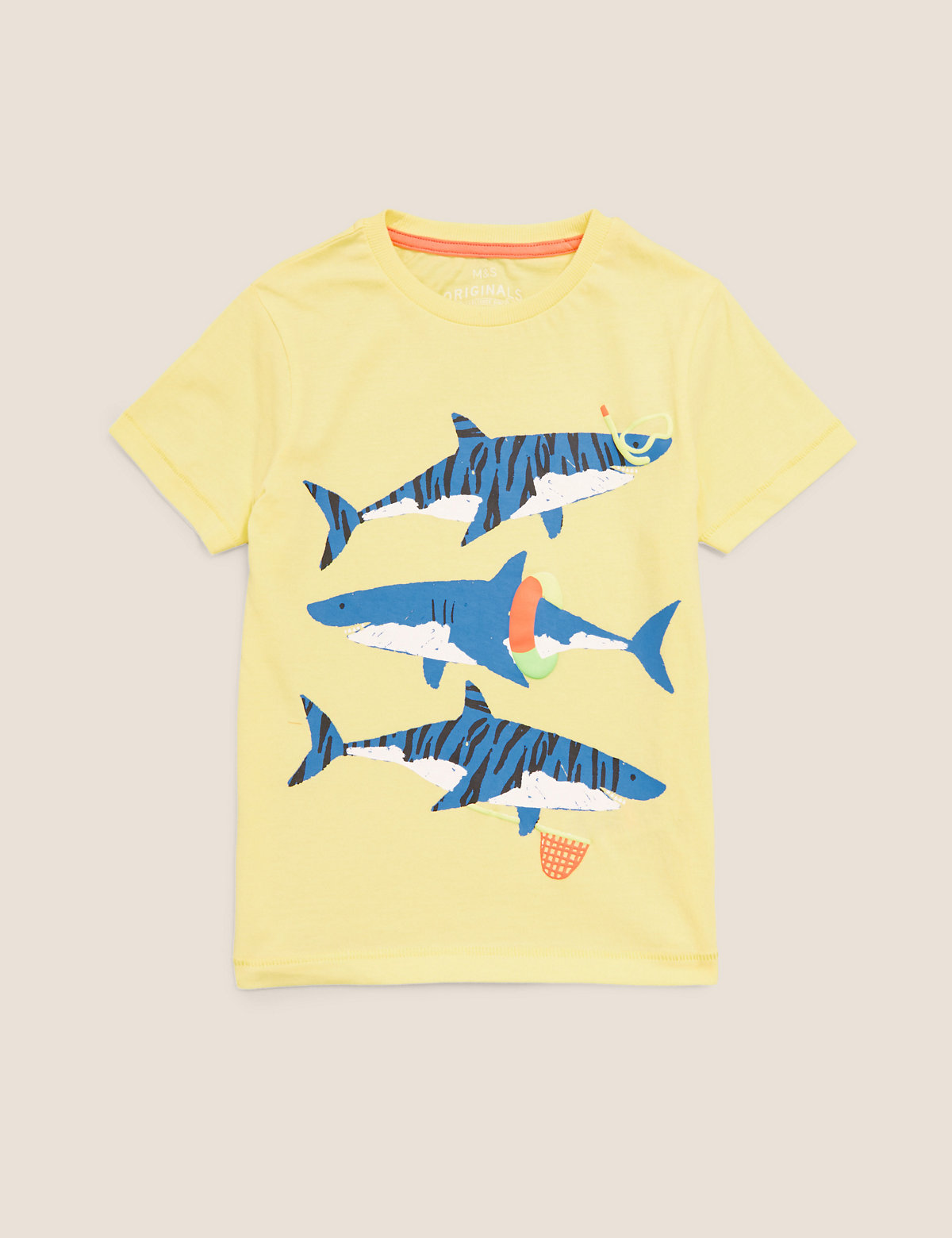 Pure Cotton Shark Print T-Shirt
