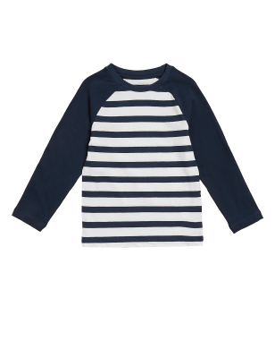 

M&S Collection Top 100% algodón de rayas (2-7 años) - Navy Mix, Navy Mix