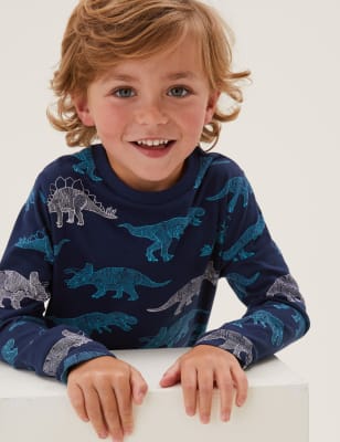 

M&S Collection Oberteil aus reiner Baumwolle mit Dinosauriermotiv (2-7 Jahre) - Navy, Navy