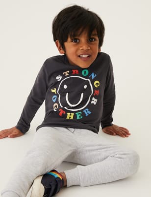 

Boys M&S Collection Pure Cotton Stronger Together Slogan Top (2-7 Yrs) - Dark Graphite, Dark Graphite