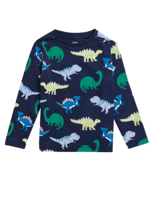 M&S Boys Pure Cotton Dinosaur Top (2-7 Yrs)