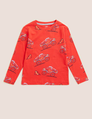 

Boys M&S Collection Pure Cotton Monster Truck Print Top (2-7 Yrs) - Orange, Orange