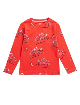 M&S Boys Pure Cotton Monster Truck Print Top (2-7 Yrs)