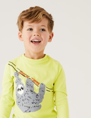 

Boys M&S Collection Pure Cotton Sloth Top (2-7 Yrs) - Limeade, Limeade