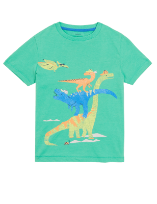 

Boys M&S Collection Pure Cotton Dinosaur T-Shirt (2-7 Yrs) - Medium Green, Medium Green