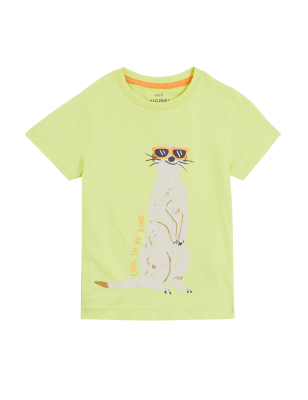 

Boys M&S Collection Pure Cotton Meerkat T-Shirt (2-7 Yrs) - Limeade, Limeade