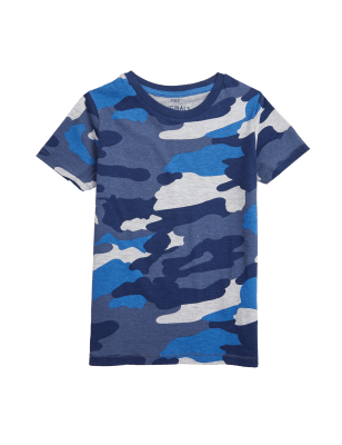 

Boys M&S Collection Pure Cotton Camouflage T-Shirt (2 - 7 Yrs) - Blue Mix, Blue Mix