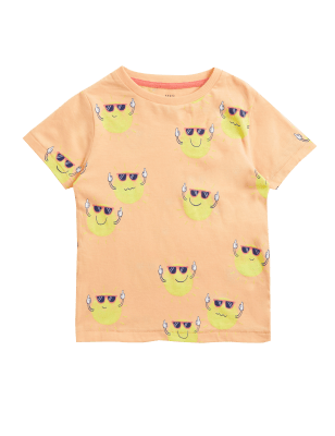 

M&S Collection Camiseta 100% algodón con estampado de soles (2-7 años) - Orange Mix, Orange Mix