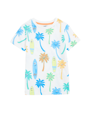 

M&S Collection Camiseta 100% algodón con estampado de surf (2-7 años) - White Mix, White Mix