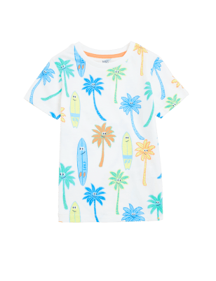 

Boys M&S Collection Pure Cotton Surf Print T-Shirt (2-7 Yrs) - White Mix, White Mix